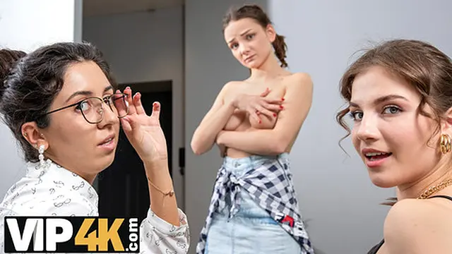 Strict boss can′t resist hot lesbian trio in the office