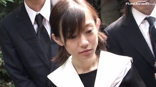 Raw Japanese college teens get devoured by stepdad and stepsister in sick taboo threesome