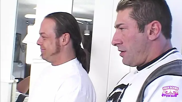 Horny Brunette Slut Loves Having a Threesome in Her Bed with Big Dicks