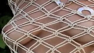 Blonde bombshell Missy Monroe strips, sucks and gets banged by giant cocks