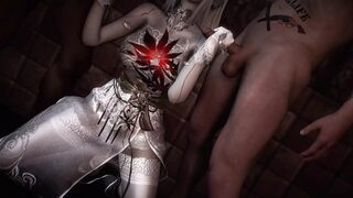 Big-boobed Asian debutante gets gang-banged by two behemoth pecks