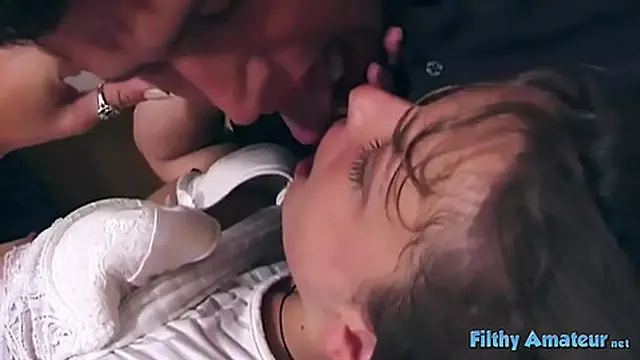 Two pals and a slut in raw homegrown gangbang