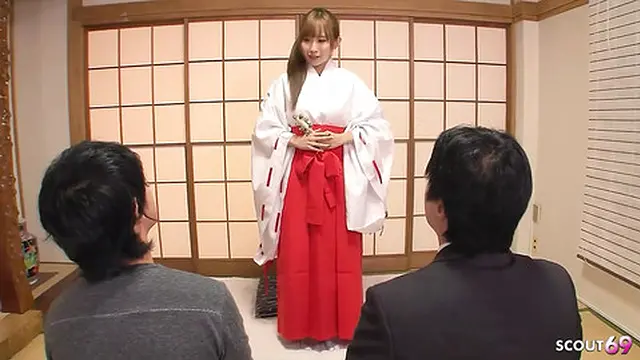 Japanese teen seduced by two boys in uncensored 3some with facial and creampie