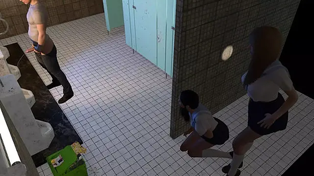 Twin Teens Spy on a Male for a Triple Encounter