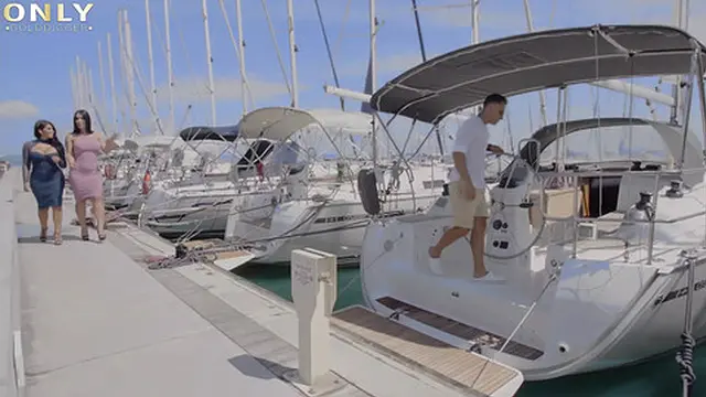 Busty Honey Demon & Kesha Ortega awesome 3some in the boat