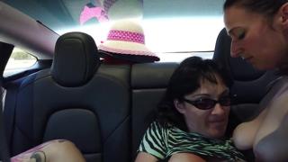 Three horny🥵 chicks getting down and dirty in a hot rod - Mary, Mery, and Lidia