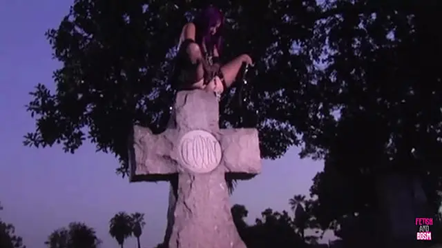 Two emo girls get fucked in doggy style beneath the dark sky