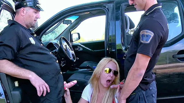 Hot blonde MILF Tamara Dix fucked hard by two police officers