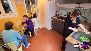 Step Son and His Boyfriend Fuck Me Hard in the Kitchen