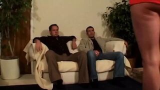 Sexy brunette takes two dicks and fucks hard