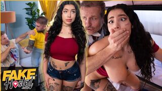 Fake Hostel - Dirty Yoga Teacher creampies his girlfriend in the other room