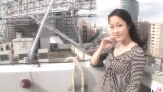 Japanese girl in ripped jeans Kaede Kuroki enjoys two dicks