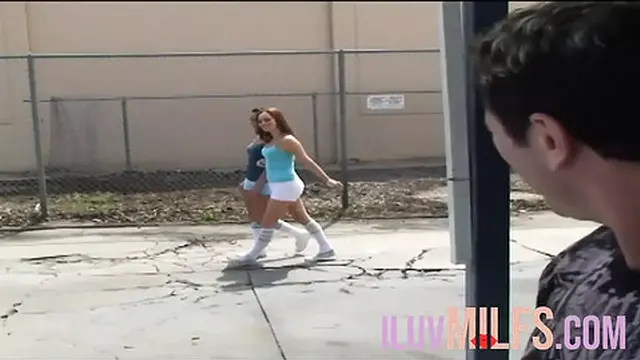 Two young girls with tiny tits enjoy a wild three-way encounter