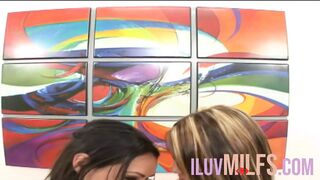Two sexy lesbians fucking in a hot threesome