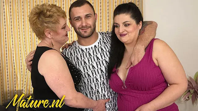 Two Curvy Mature Ladies Share One Hard Cock with a Each Other