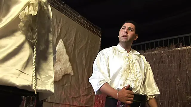 Curvy blonde Alexis May enjoys intense double penetration from three hunky men