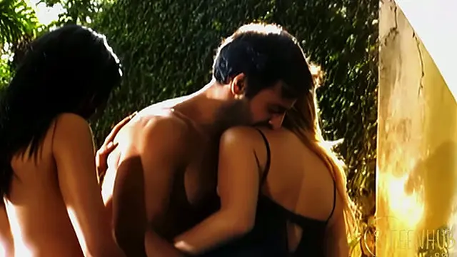 Outdoor Threesome Ends with ATM and Facials