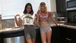 Gorgeous Jessie and Kylie team up for a Strip Pop A Shot game