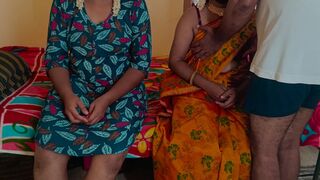 Family girls enjoying lesbian threesome
