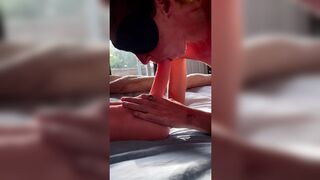 Blindfolded wife in MFM Threesome