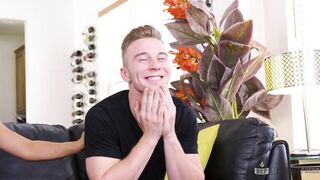 Bi College Fuck - Brittany & Luke tease Brayden’s cock before wild bi threesome