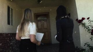 Aurora Snow and Amber Rayne suck a huge black cock