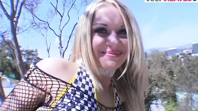 Blonde girl squirts after getting fucked on both holes by two monster cocks