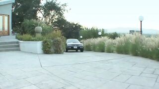 All in black threesome with milf and girlfriend and cum in face