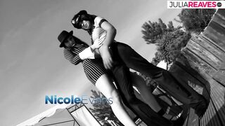 Hot girls swap cum in mouths after riding huge cocks