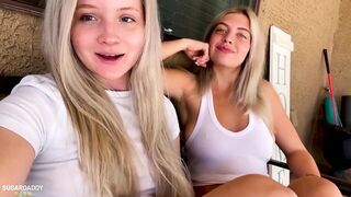 Two sexy blondes suck and fuck Stepdaddy's dick!
