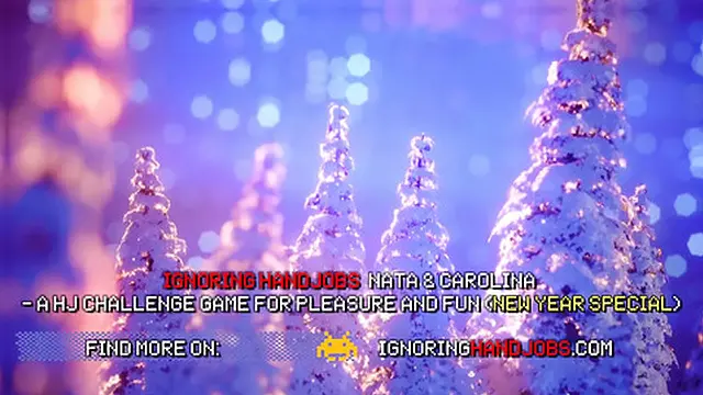 Two girls one guy Christmas Party with lots of precum and endless cock teasing for a handjob challenge