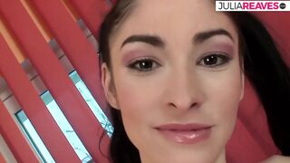 Hot girl sucks two huge cocks then gets fucked to a cumshot