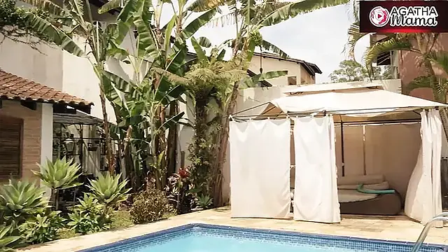 Agatha milf and Luiza Ambiel in Naughty Friends Messing with the Swimming Pool BBC on a Sunny Day