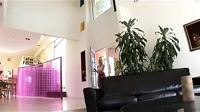 Blonde Slut in Fishnet Stockings Loves Interracial Anal Threesome