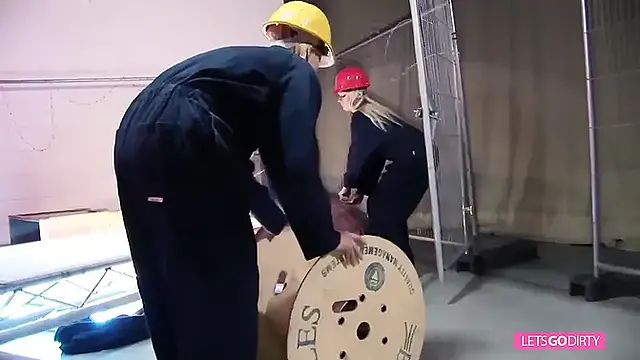 Blonde babes in fishnets with great boobs enjoy in one cock